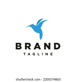 Colibri bird blue logo vector template