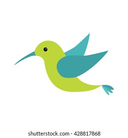 Colibri bird icon. Cute cartoon character. Hummingbird logo. Isolated White background. Flat design. Baby kids illustration collection. Vector