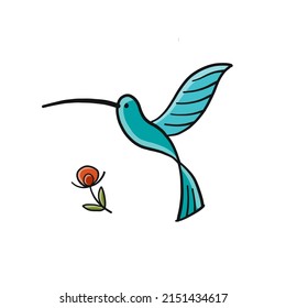 Colibri bird isolated on white. Sketch for your design