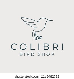 colibri bird line art logo vector template illustration design. bird shop icon logo design