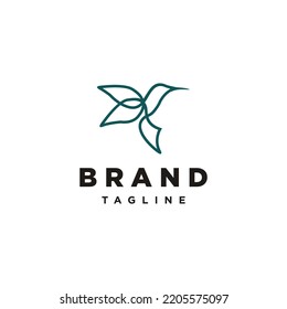 Colibri bird line art vector logo template
