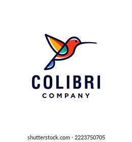 colibri bird logo. abstract hummingbird icon logo vector illustration in trendy line outline art style