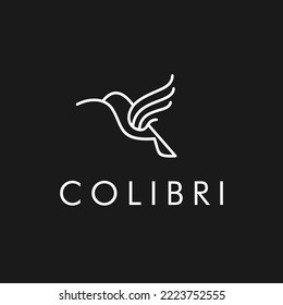 Colibri-Logo. abstraktes Hummingvogel-Symbol, Vektorgrafik in trendiger Rahmenkunst