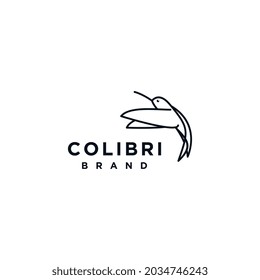 colibri bird logo concept design. line abstract hummingbird vector illustration