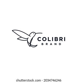 colibri bird logo concept design. line abstract hummingbird vector illustration