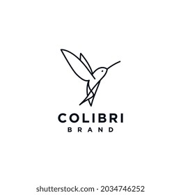 colibri bird logo concept design. line abstract hummingbird vector illustration