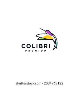Colibri bird logo concept design, abstract hummingbird vector illustration