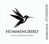 colibri bird logo design element vector template