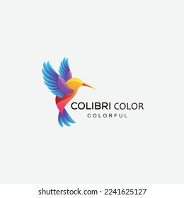 colibri bird logo gradient colorful vector