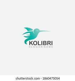 Colibri bird logo line outline creative vector icon illustration design