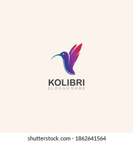 Colibri bird logo line outline creative vector icon illustration design
