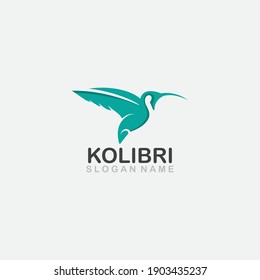 Colibri bird logo line outline creative vector icon illustration design