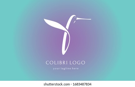 Colibri bird logotype. Letter B with wings. Line logo for animal shop or natural medical products products agency