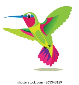 Colibri Bird. Small Colored Bird On A White Background. Vector Picture. Hummingbird Bird Picture. Hummingbird Symbol. Hummingbird Print. Hummingbird Exotic Pets. Hummingbird Exotic Birds.