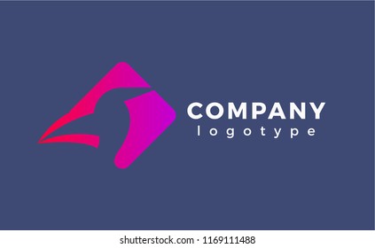 Colibri company logo. Bird icon design negative space