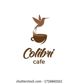 Colibri and cup of coffee. Logo icon vector creative.