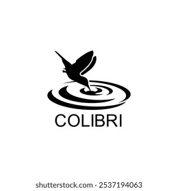 Diseño de Colibri e ilustración de agua sobre fondo blanco. Diseño de Plantilla de logo Colibri