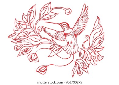 Colibri Detail Design Element Floral Motive Stock Vector (Royalty Free ...