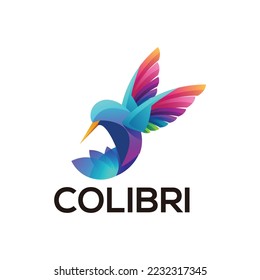 Colibri gradient colorful design logo illustration