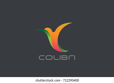 Colibri Hummingbird abstract Logo design vector template.
Flying Bird Logotype concept icon.