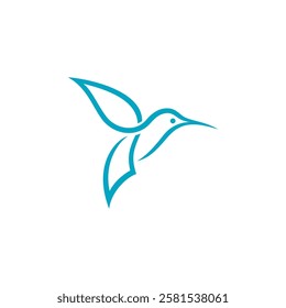 Colibri Hummingbird Humming bird mono line outline Logo design vector template on white background