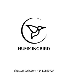 colibri or hummingbird logo design with simple line art logo type