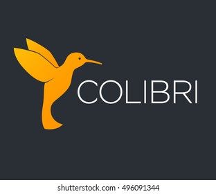 Colibri, hummingbird logo element on dark