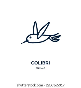 colibri icon from animals collection. Thin linear colibri, bird, animal outline icon isolated on white background. Line vector colibri sign, symbol for web and mobile