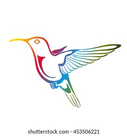 Colibri isolated on a white background. Color colibri logo. Multicolored bird. Vector illustration EPS 10.