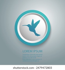 Ilustración de diseños de Vector de icono azul de logotipo de Colibri en plano