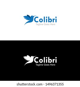 Colibri Logo Design with Black and White Background - Bird Logo Concept - Simple Logo