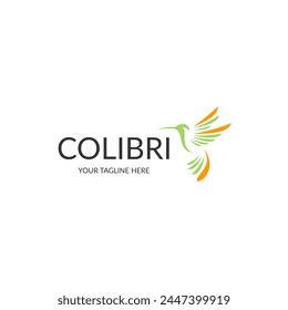 Logo de Colibri aislado sobre fondo blanco. Diseño colibri para el logotipo, diseño plano simple y limpio de la Plantilla del logotipo de colibri. Adecuado para su necesidad de diseño, logotipo, ilustración, animación.