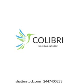 Logo de Colibri aislado sobre fondo blanco. Diseño colibri para el logotipo, diseño plano simple y limpio de la Plantilla del logotipo de colibri. Adecuado para su necesidad de diseño, logotipo, ilustración, animación.