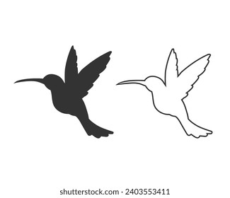 Icono de línea de logotipo de Colibri conjunto de imágenes de vectores en plano