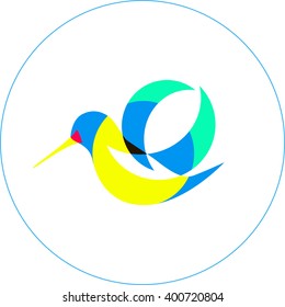 Colibri Logo. Minimalistic Bird simbol design