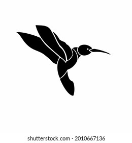 Colibri Logo. Tattoo Design. Stencil Vector Illustration.