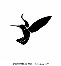 Colibri Logo. Tattoo Design. Stencil Vector Illustration.