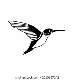 Colibri Logo. Tattoo Design. Stencil Vector Illustration.