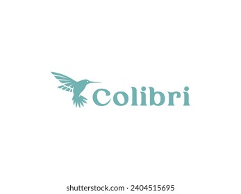 ilustración de icono del vector del logotipo de colibri, plantilla de logotipo. hecho a mano