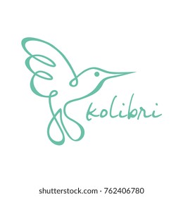 Colibri logo vector, line art style