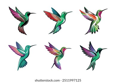 Ilustración vectorial de silueta de Colibri   