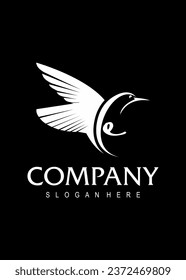  colibry with intial L e vector logo design