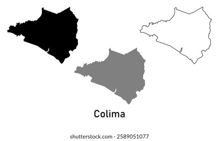 colima map Mexico state. map in various style outline, black, and gray