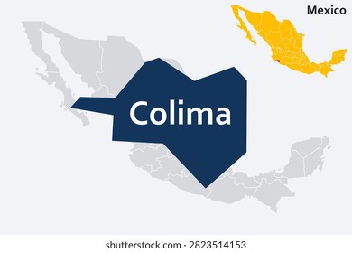 Colima Map - Small Western Mexican State, Pacific Coast and Jalisco-Michoacán Border Vector.