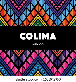 Colima, Mexican State; Colorful Embroidery Style Composition – Copy Space