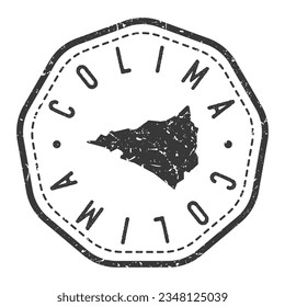 Colima, México Map Stamp Retro Postmark. Pasaporte postal de Silhouette. Icono del vector de redondeo de sellado. Diseño de rehenes de insignia vintage.