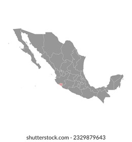 Mapa estatal de Colima, división administrativa del país de México. Ilustración vectorial.