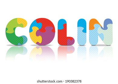 COLIN written with alphabet puzzle - vector illustration