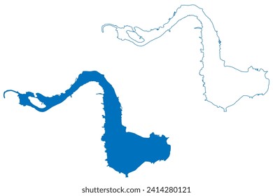 Colina Lake (Mexico, United Mexican States) map vector illustration, scribble sketch Reservoir Presa Lago Colina Dam map