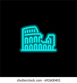 Coliseum blue glowing neon ui ux icon. Glowing sign logo vector